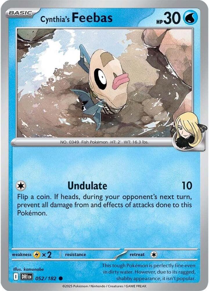 Cynthia's Feebas Common Reverse Holo DRI 052/182 NM