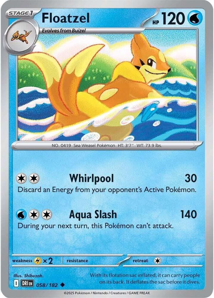 Floatzel Uncommon Reverse Holo DRI 058/182 NM