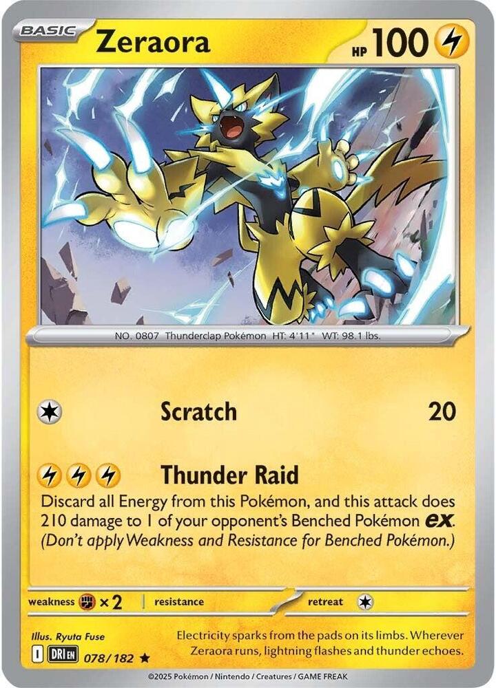 Zeraora Rare Holo DRI 078/182 NM
