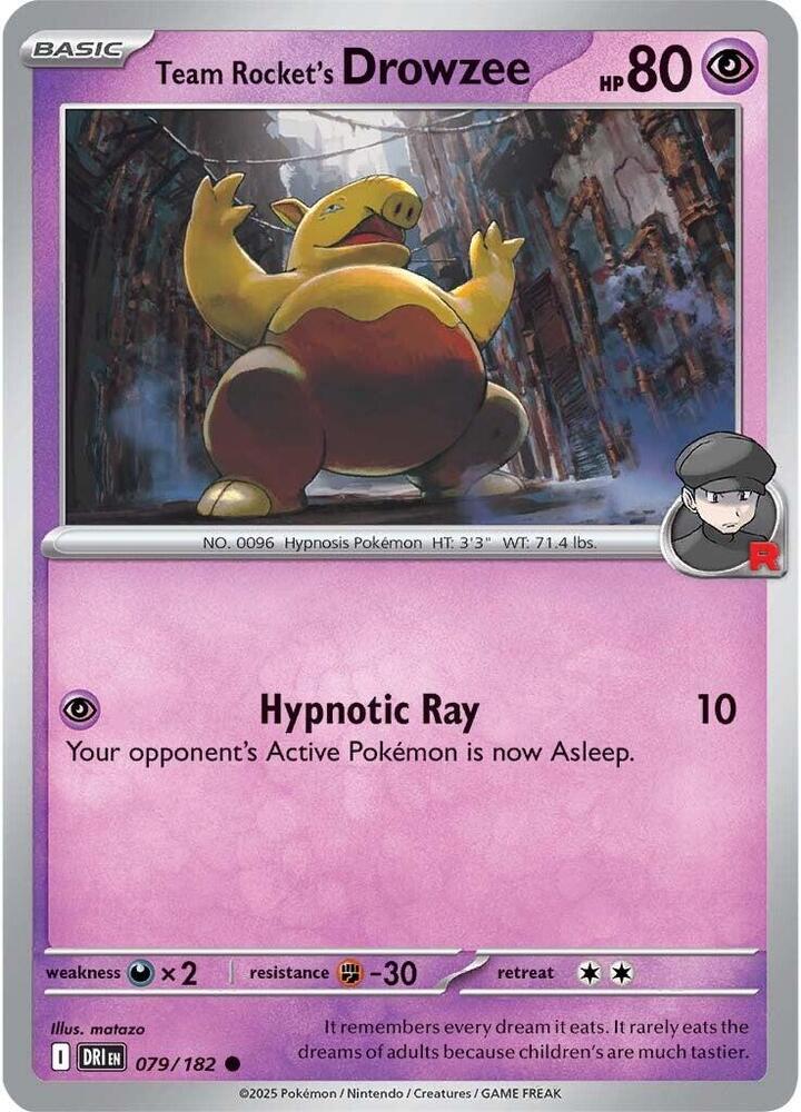 Team Rocket's Drowzee Common Regular DRI 079/182 NM