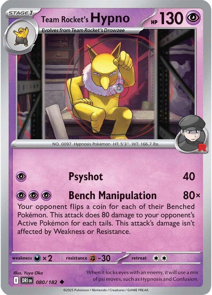 Team Rocket's Hypno Uncommon Regular DRI 080/182 NM