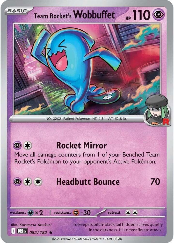 Team Rocket's Wobbuffet Rare Holo DRI 082/182 NM