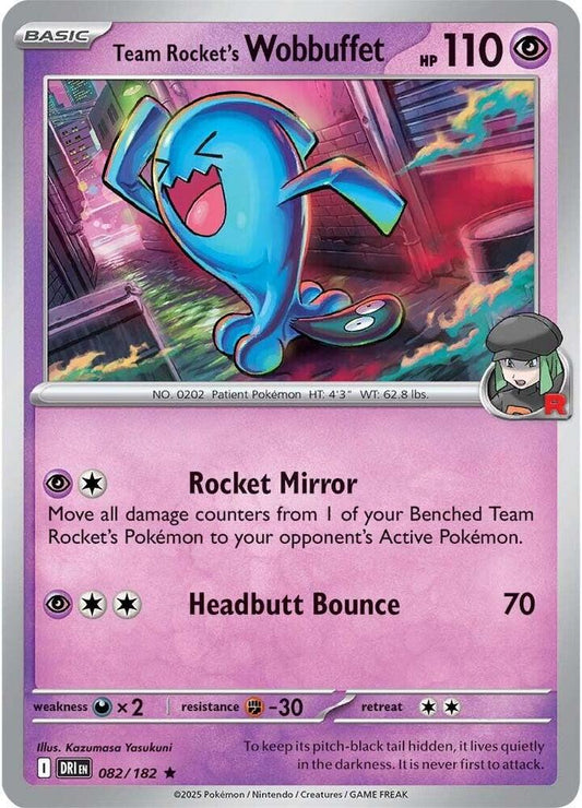 Team Rocket's Wobbuffet Rare Holo DRI 082/182 NM