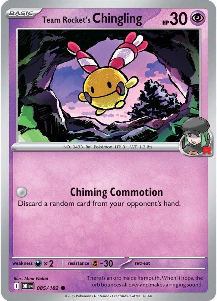 Team Rocket's Chingling Common Reverse Holo DRI 085/182 NM