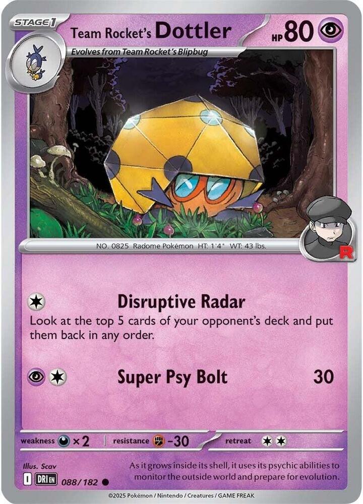 Team Rocket's Dottler Common Regular DRI 088/182 NM