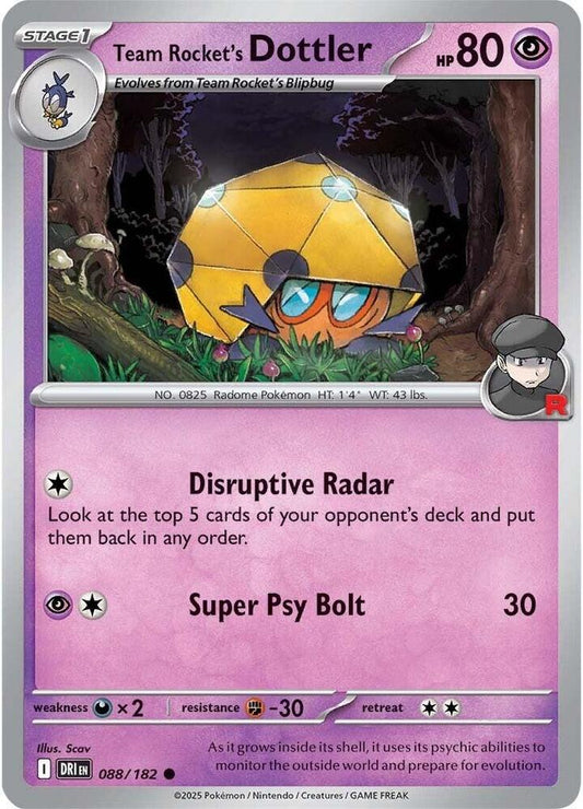 Team Rocket's Dottler Common Reverse Holo DRI 088/182 NM