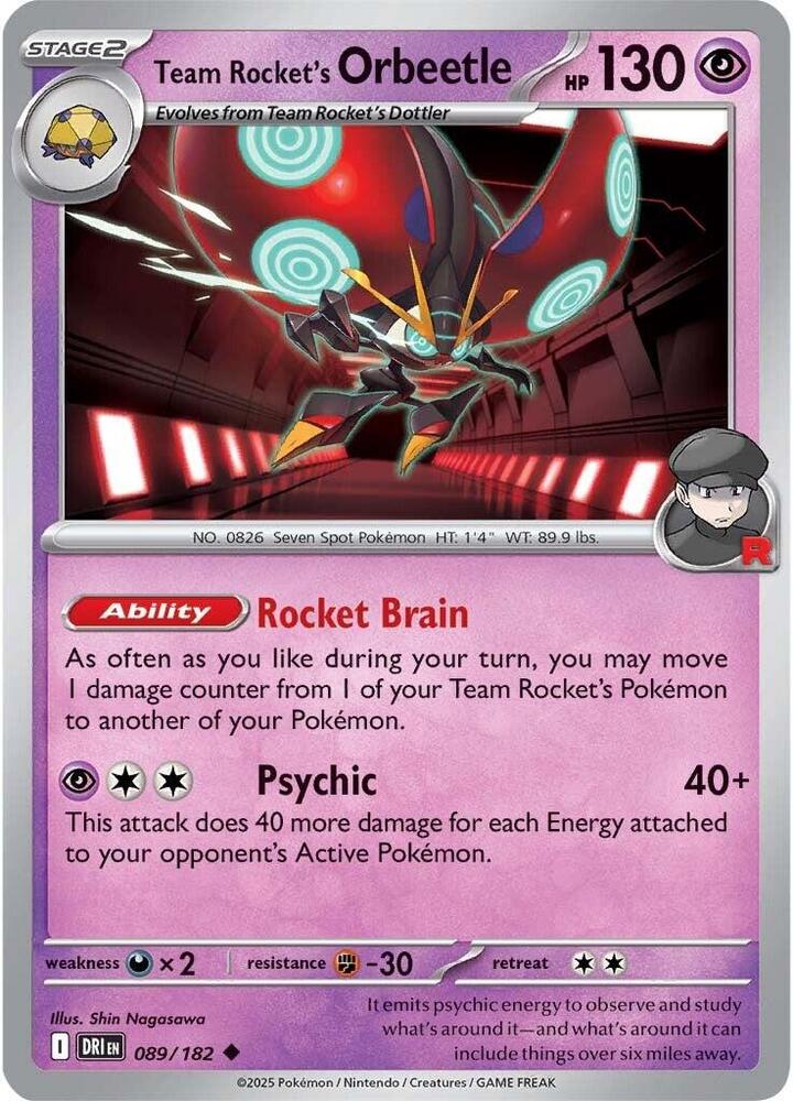 Team Rocket's Orbeetle Uncommon Regular DRI 089/182 NM