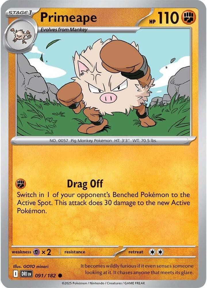 Primeape Common Reverse Holo DRI 091/182 NM