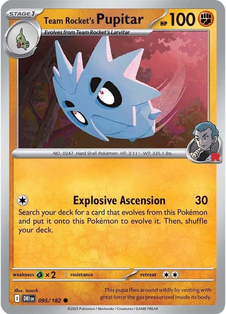 Team Rocket's Pupitar Common Reverse Holo DRI 095/182 NM