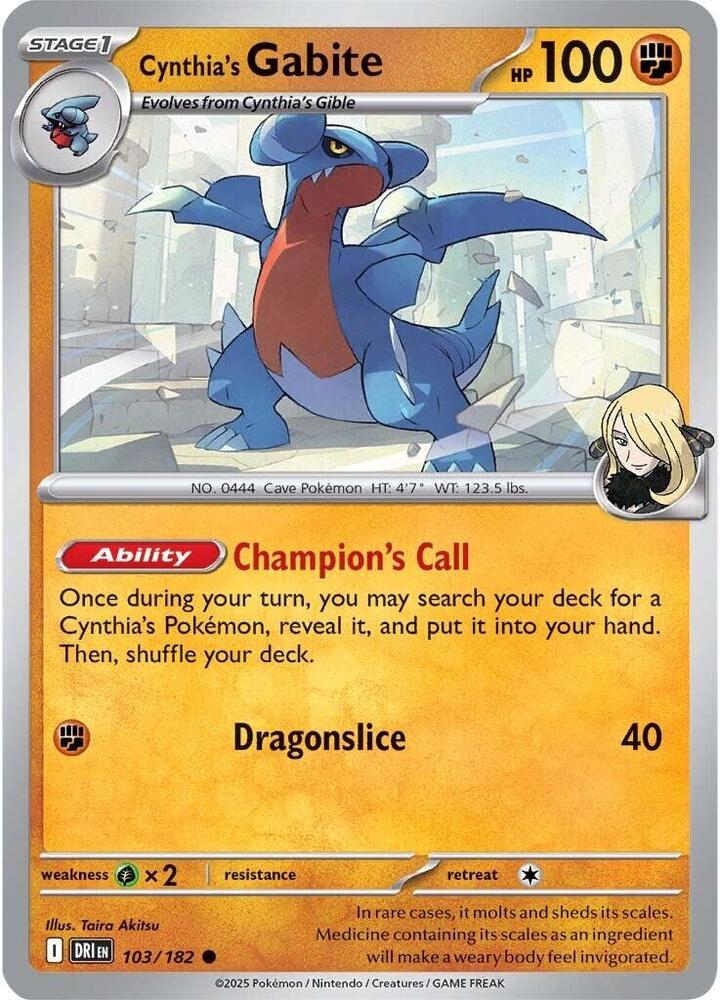 Cynthia's Gabite Common Regular DRI 103/182 NM