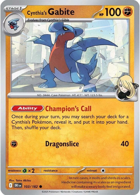 Cynthia's Gabite Common Regular DRI 103/182 NM