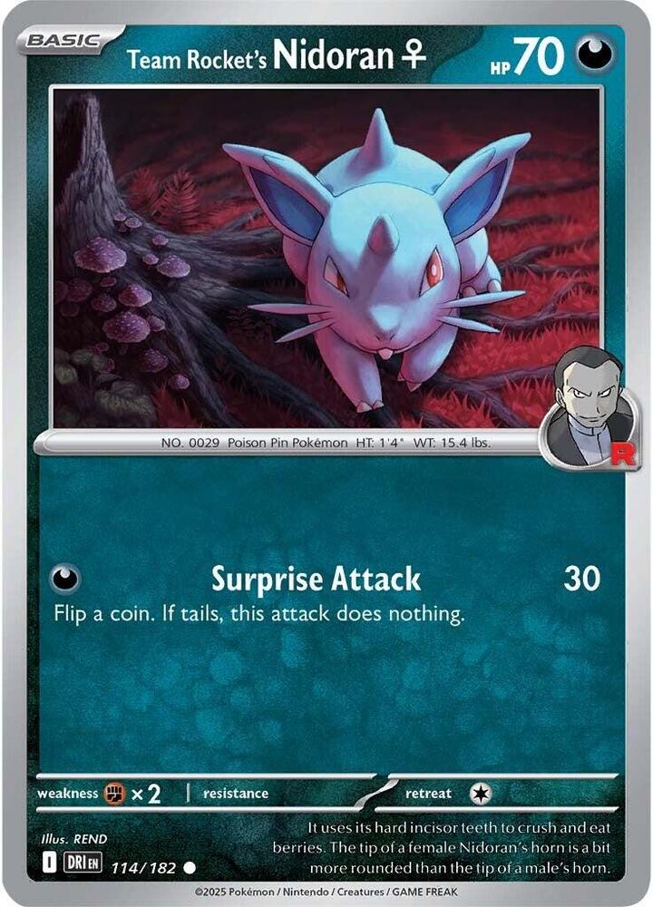 Team Rocket's Nidoran F Common Reverse Holo DRI 114/182 NM