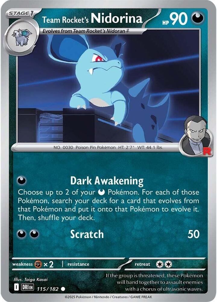 Team Rocket's Nidorina Common Reverse Holo DRI 115/182 NM
