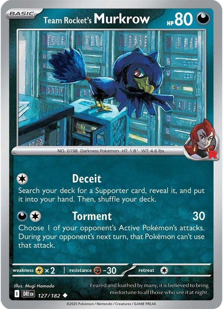 Team Rocket's Murkrow Uncommon Reverse Holo DRI 127/182 NM