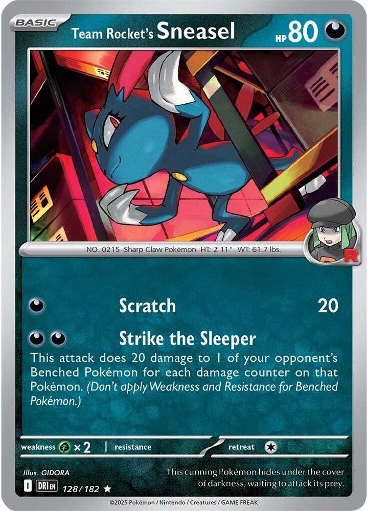 Team Rocket's Sneasel Rare Reverse Holo DRI 128/182 NM