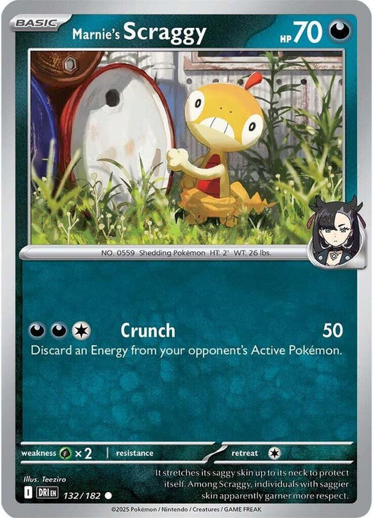 Marnie's Scraggy Common Reverse Holo DRI 132/182 NM