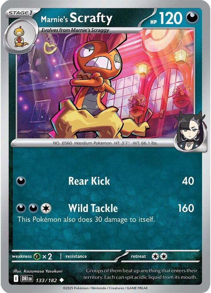 Marnie's Scrafty Uncommon Reverse Holo DRI 133/182 NM