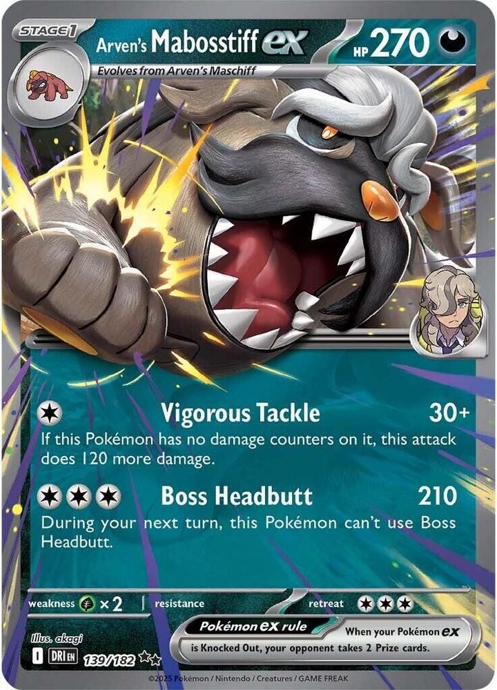 Arven's Mabosstiff ex Double Rare Holo DRI 139/182 NM