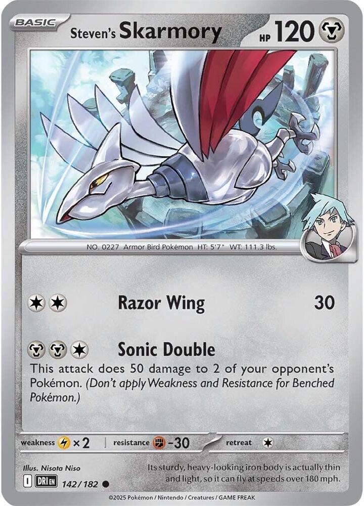 Steven's Skarmory Common Reverse Holo DRI 142/182 NM