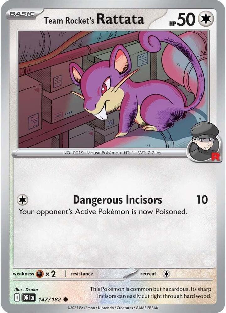 Team Rocket's Rattata Common Regular DRI 147/182 NM