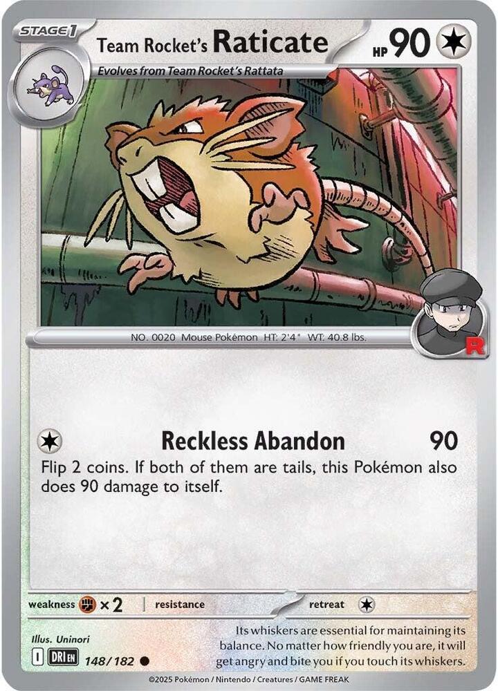 Team Rocket's Raticate Common Reverse Holo DRI 148/182 NM