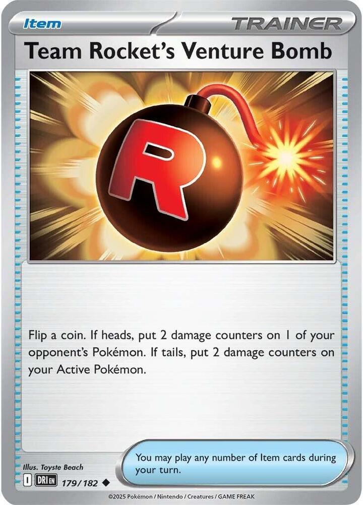 Team Rocket's Venture Bomb Uncommon Regular DRI 179/182 NM