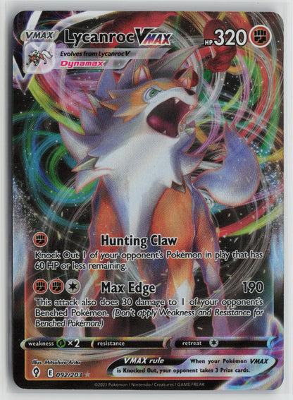 Lycanroc VMAX Ultra Rare Holo SWSH07 092/203 NM