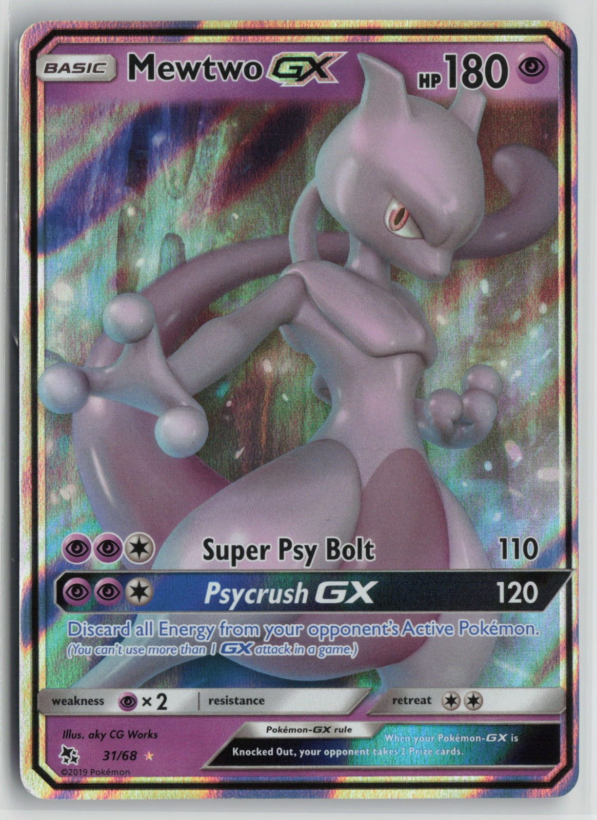 Mewtwo GX Ultra Rare Holo HIF 31/68 NM