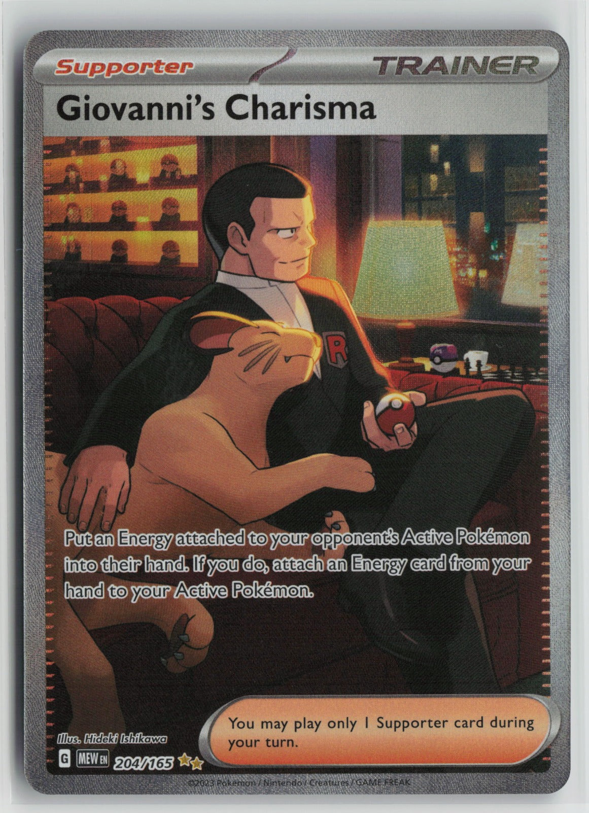 Giovanni's Charisma - Special Illustration Rare Holo MEW 204/165 NM