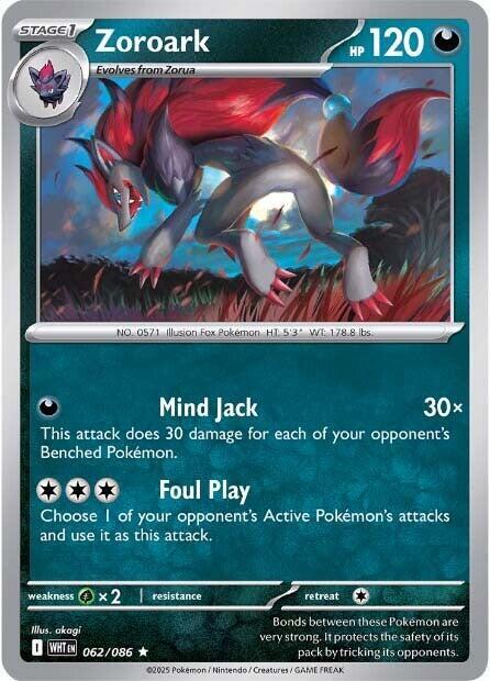Zoroark Rare Holo WHT 062/086 NM
