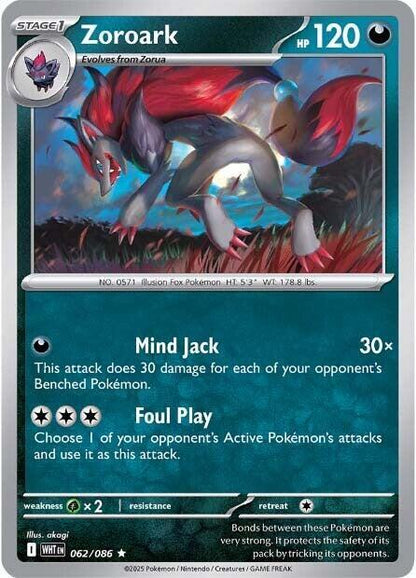 Zoroark Rare Holo WHT 062/086 NM