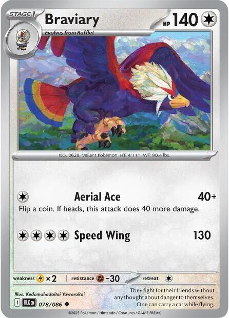 Braviary Uncommon Reverse Holo BLK 078/086 NM