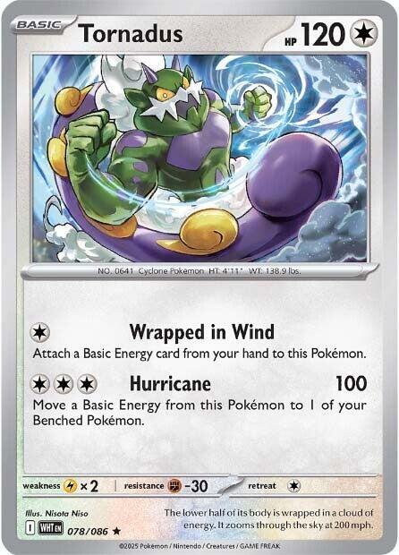 Tornadus Rare Holo WHT 078/086 NM