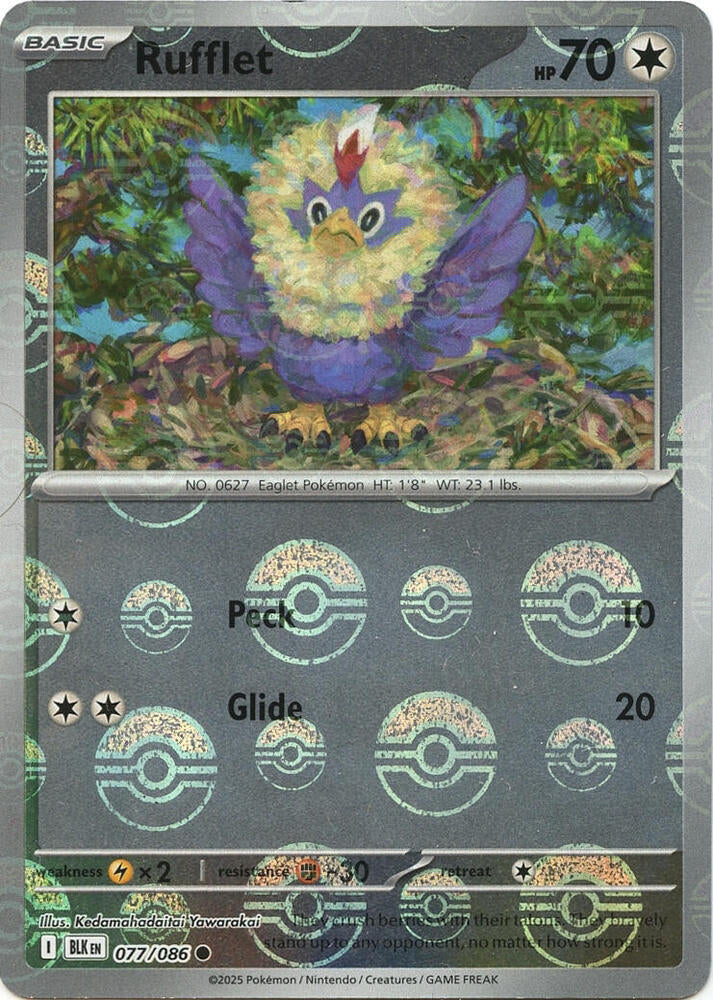 Rufflet (Poke Ball Pattern) Common Holo BLK 077/086 NM