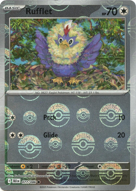 Rufflet (Poke Ball Pattern) Common Holo BLK 077/086 NM