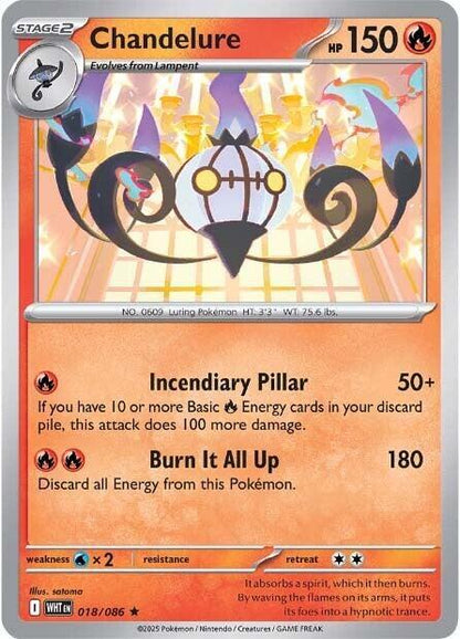 Chandelure Rare Holo WHT 018/086 NM