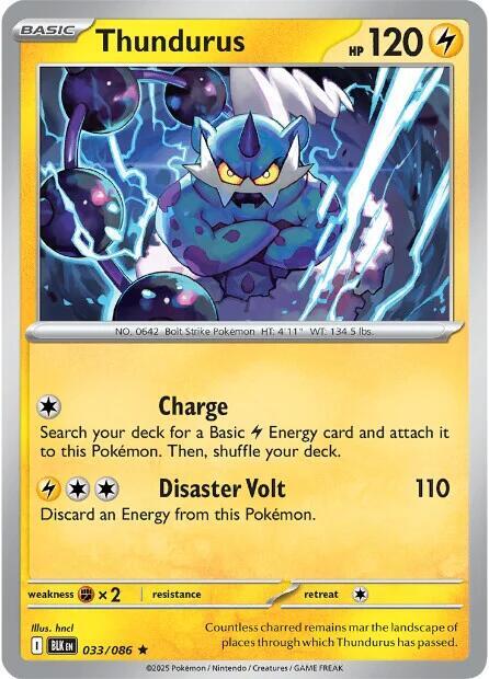Thundurus Rare Holo BLK 033/086 NM