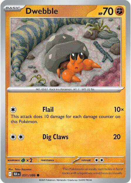 Dwebble Common Reverse Holo BLK 051/086 NM