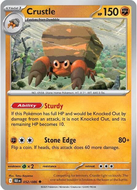 Crustle Uncommon Reverse Holo BLK 052/086 NM