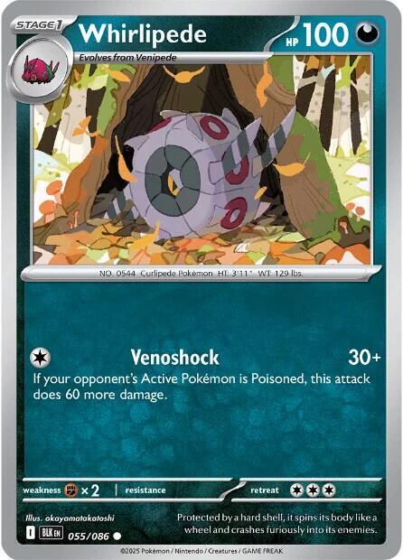 Whirlipede Common Reverse Holo BLK 055/086 NM