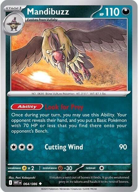 Mandibuzz Uncommon Reverse Holo WHT 064/086 NM