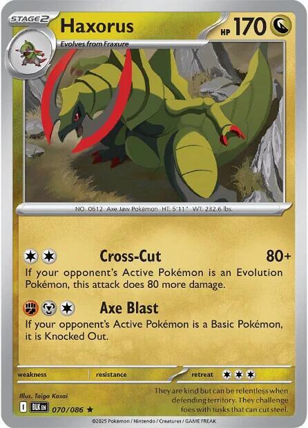 Haxorus Rare Holo BLK 070/086 NM