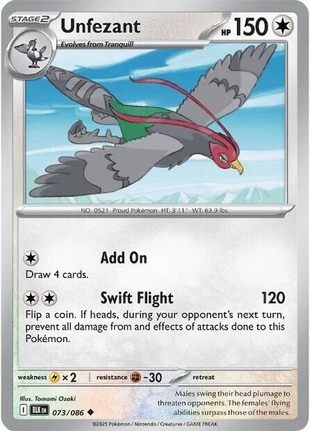 Unfezant Uncommon Regular BLK 073/086 NM