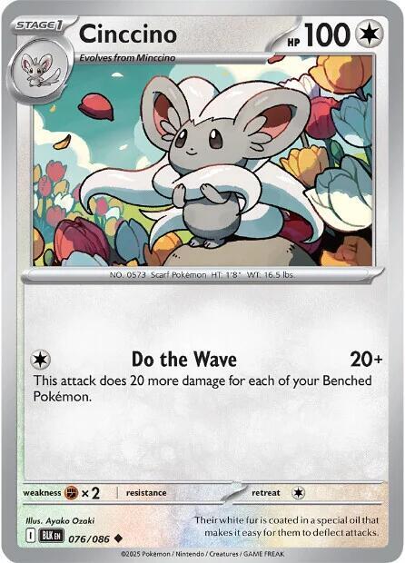 Cinccino Uncommon Reverse Holo BLK 076/086 NM