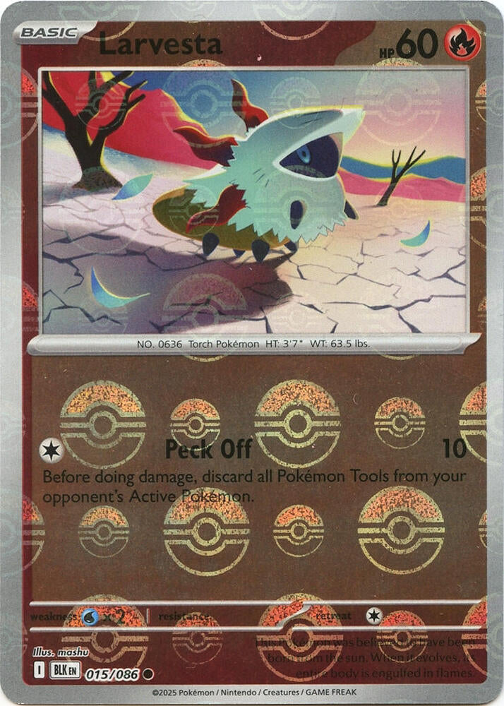 Larvesta (Poke Ball Pattern) Common Holo BLK 015/086 NM
