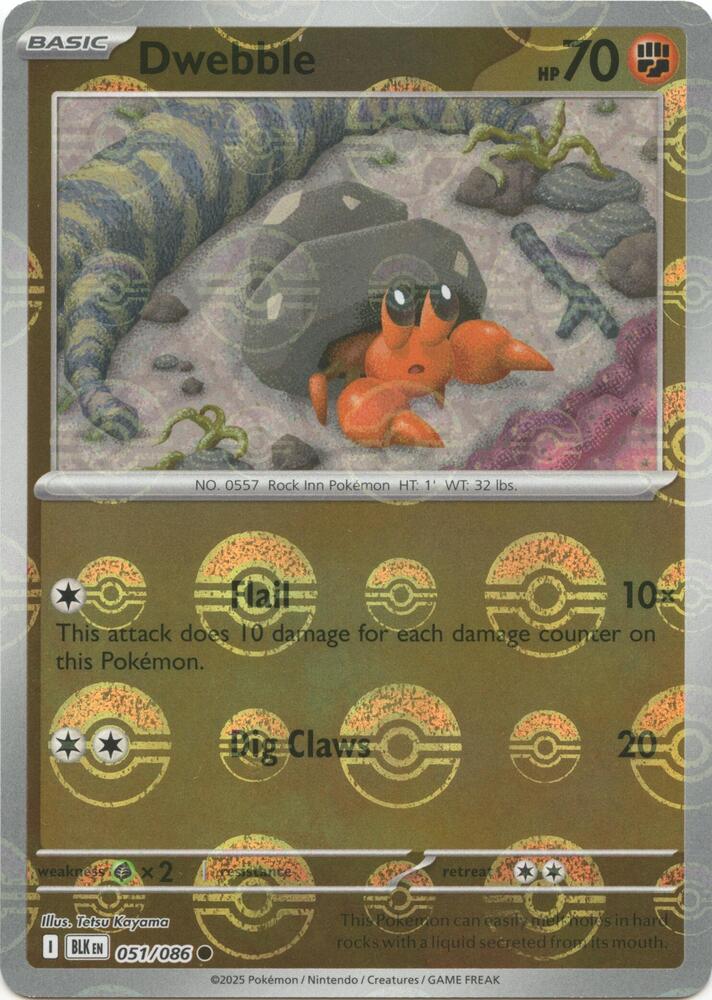 Dwebble (Poke Ball Pattern) Common Holo BLK 051/086 NM
