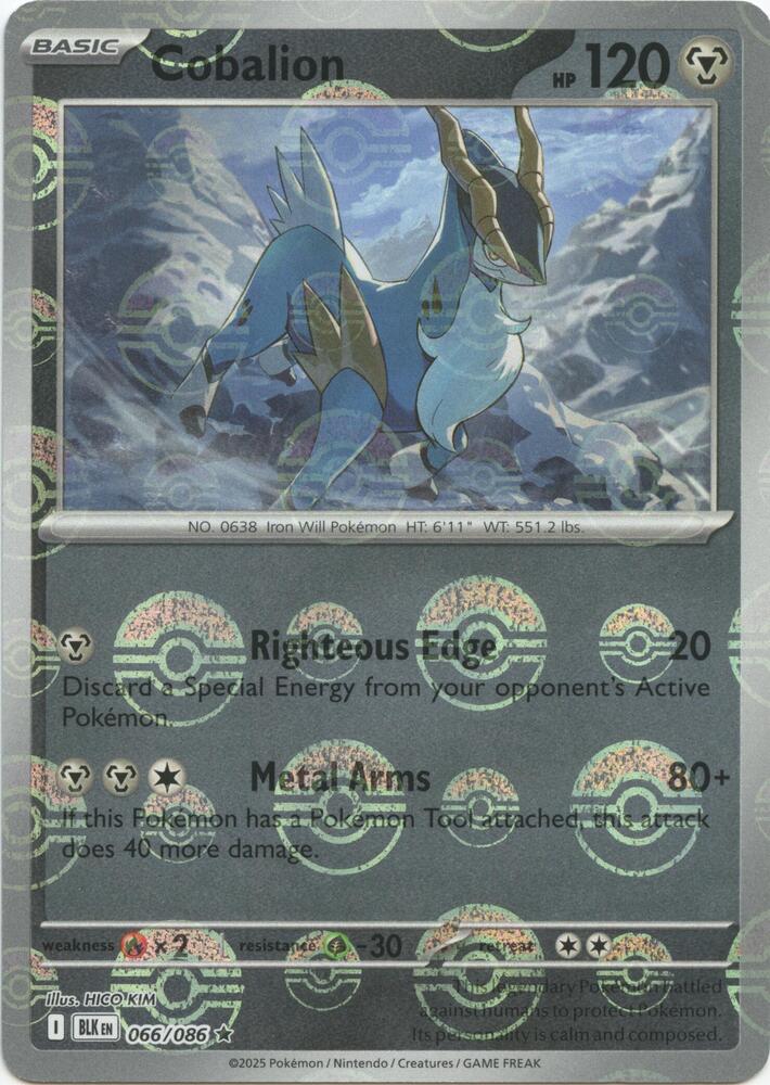 Cobalion (Poke Ball Pattern) Rare Holo BLK 066/086 NM