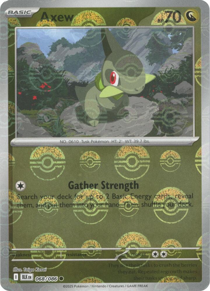 Axew (Poke Ball Pattern) Common Holo BLK 068/086 NM