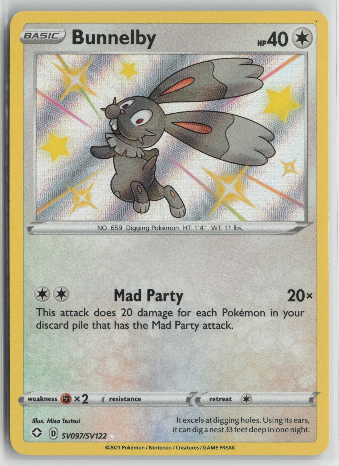 Bunnelby Shiny Holo Rare Holo SHFSV SV097/SV122 NM