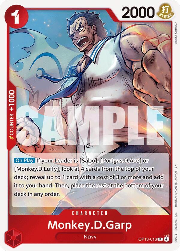 Monkey.D.Garp R Foil OP13 OP13-016 NM